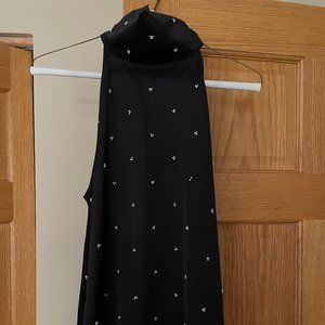 Ann Taylor Sleeveless Mock Neck Pearl Beaded Top - S